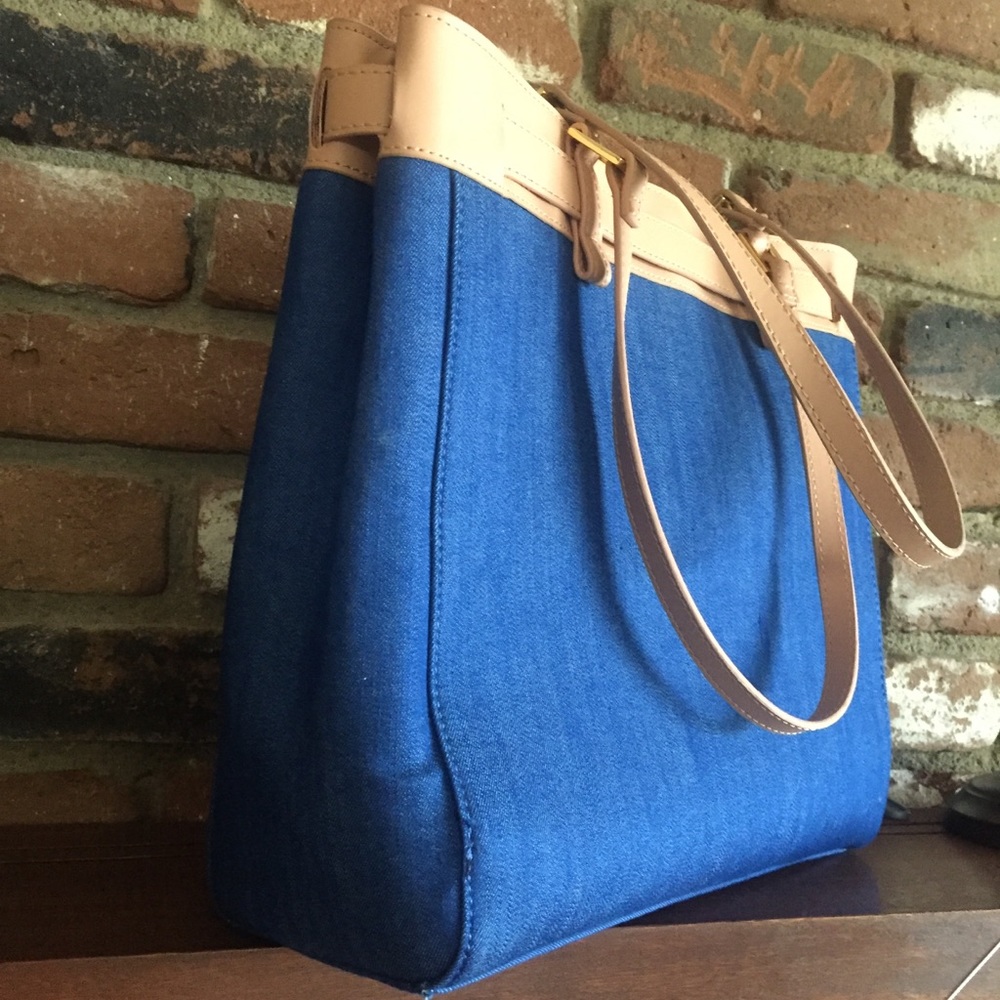 Nwot Iman Denim Global Chic Statement Bag - image 5